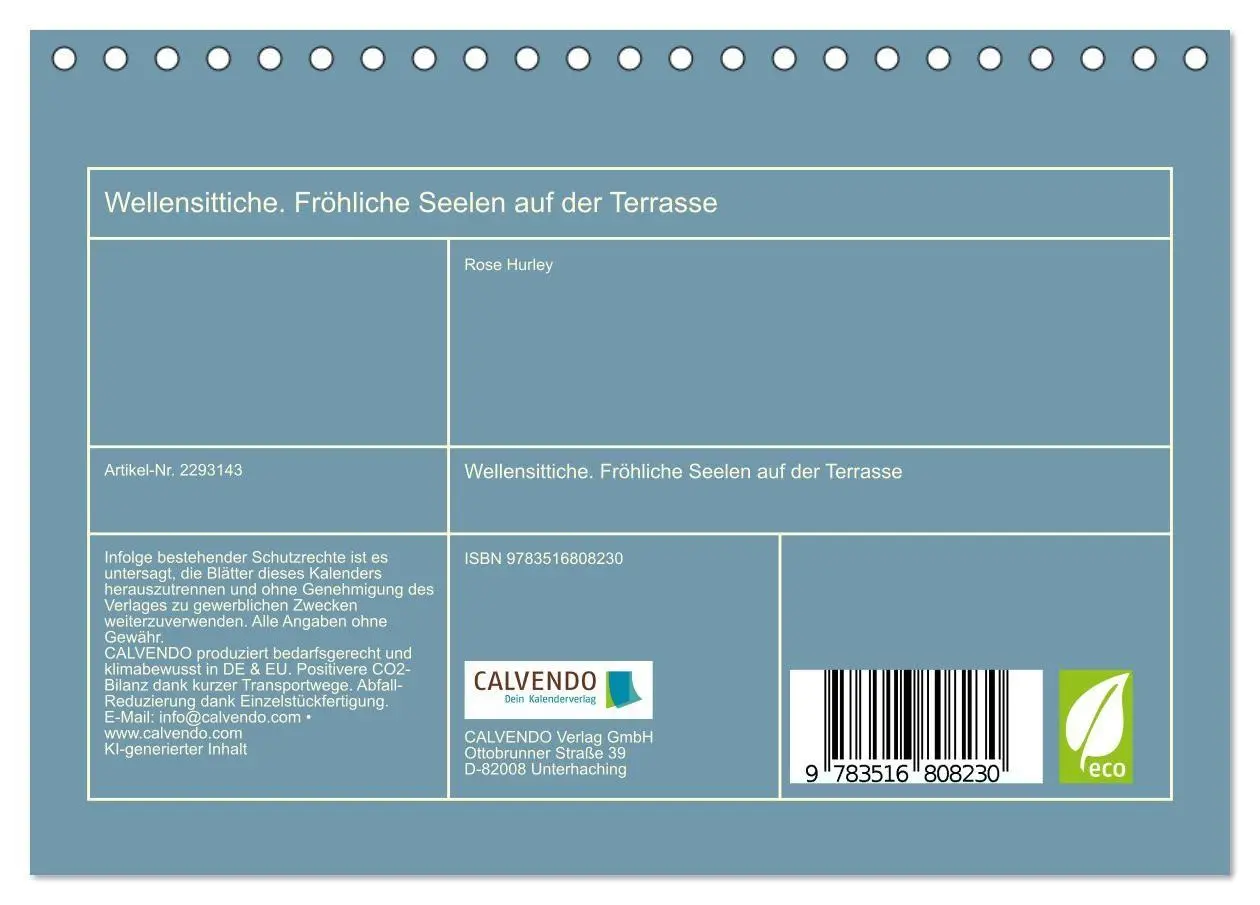 Bild: 9783516808230 | Wellensittiche. Fröhliche Seelen auf der Terrasse (Tischkalender...