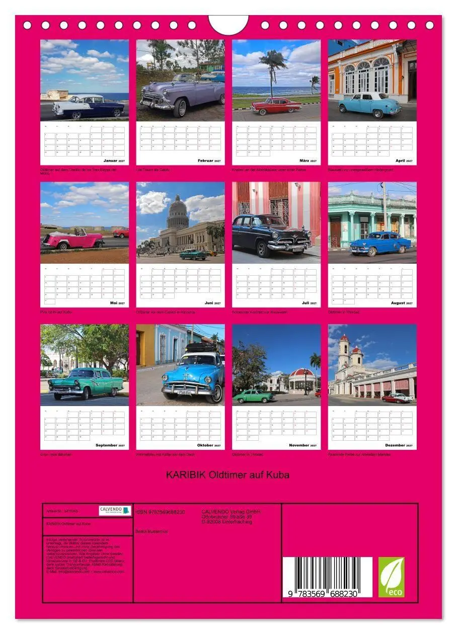 Bild: 9783569688230 | KARIBIK Oldtimer auf Kuba (Wandkalender 2027 DIN A4 hoch), CALVENDO...