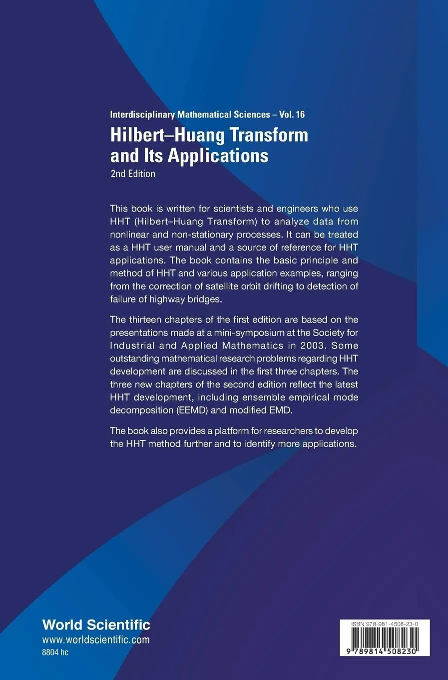 Rückseite: 9789814508230 | HILBERT-HUANG TRANSFORM AND ITS APPLICATIONS (2ND ED) | Shen | Buch