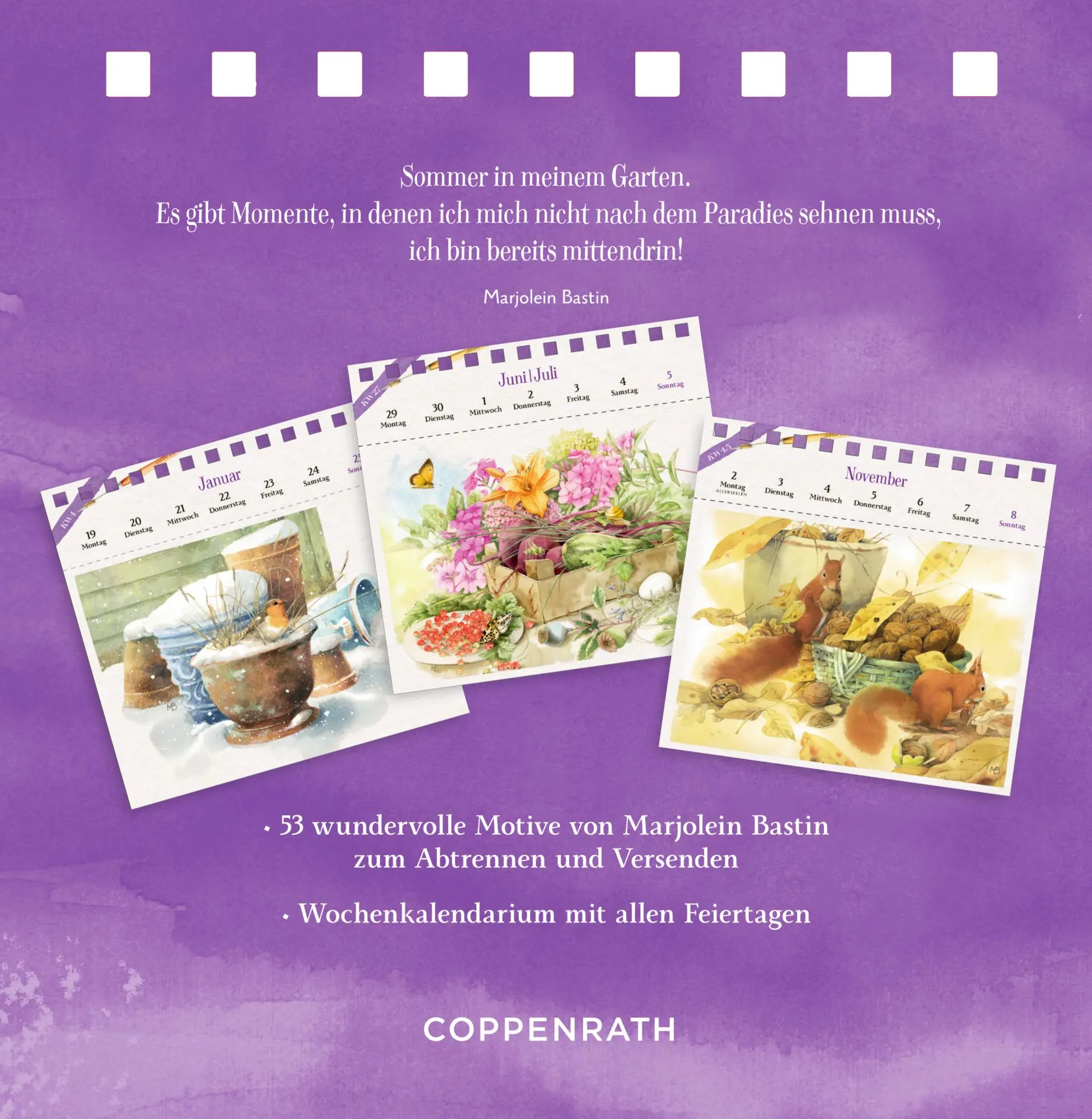 Rückseite: 4050003958330 | Kalender mit 53 Postkarten 2026 - Blick in den Garten | Bastin | 53 S.