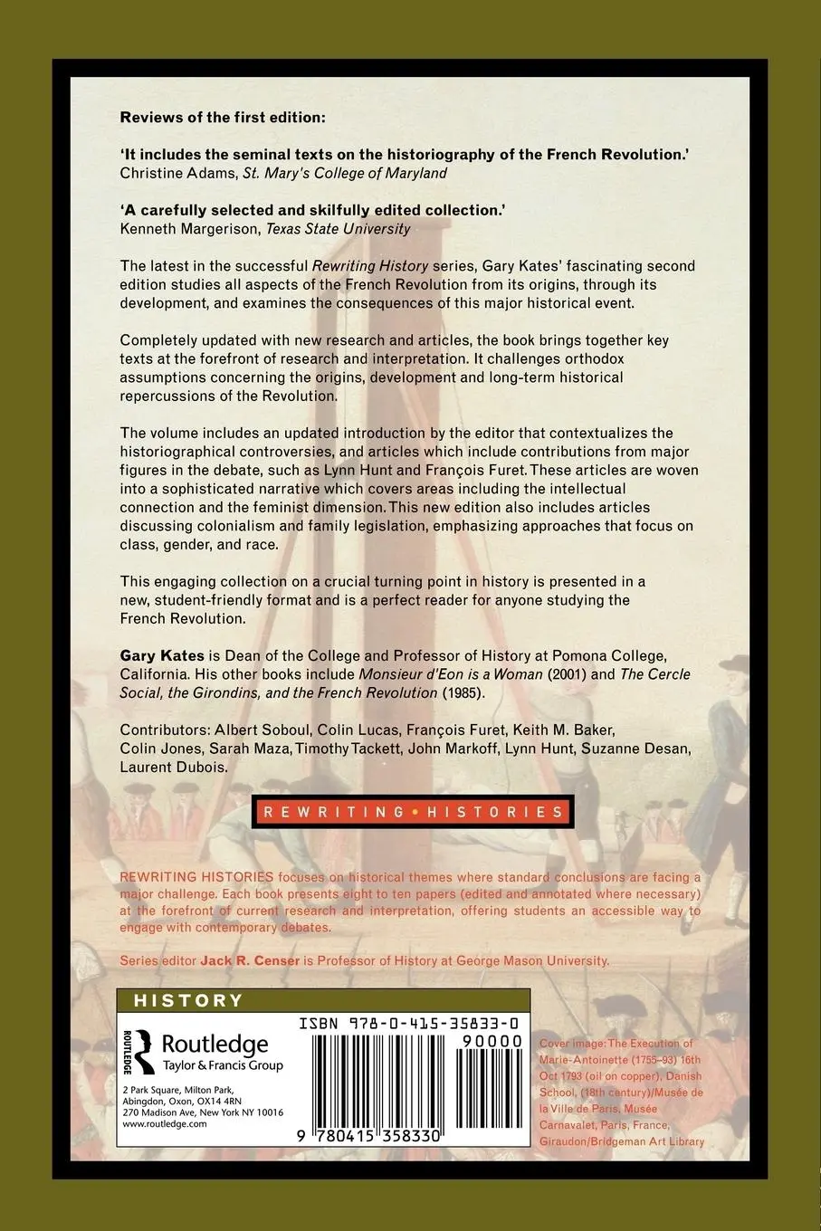 Rückseite: 9780415358330 | The French Revolution | Recent Debates and New Controversies | Kates