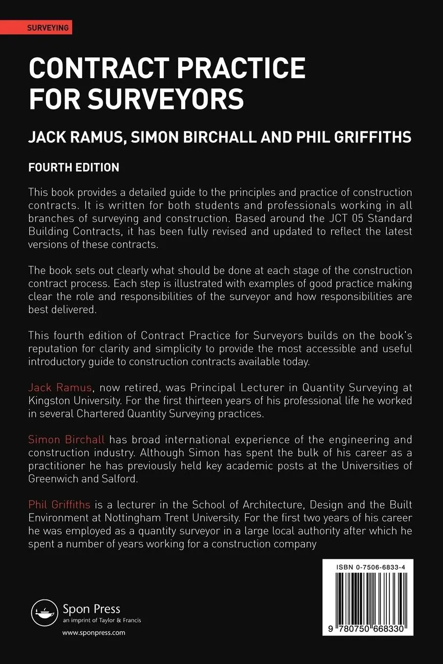 Rückseite: 9780750668330 | Contract Practice for Surveyors | Simon Birchall (u. a.) | Taschenbuch