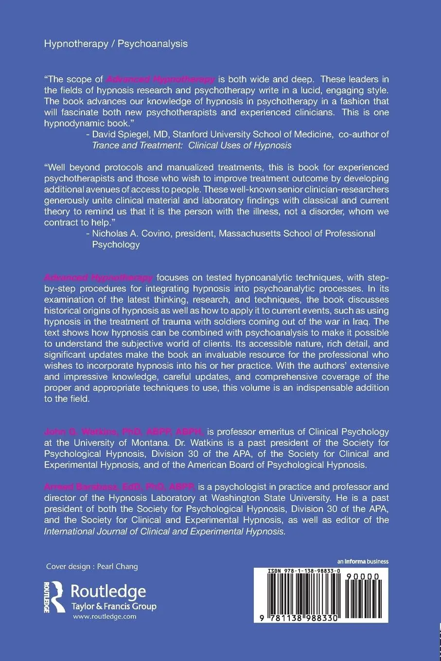Rückseite: 9781138988330 | Advanced Hypnotherapy | Hypnodynamic Techniques | Watkins (u. a.)