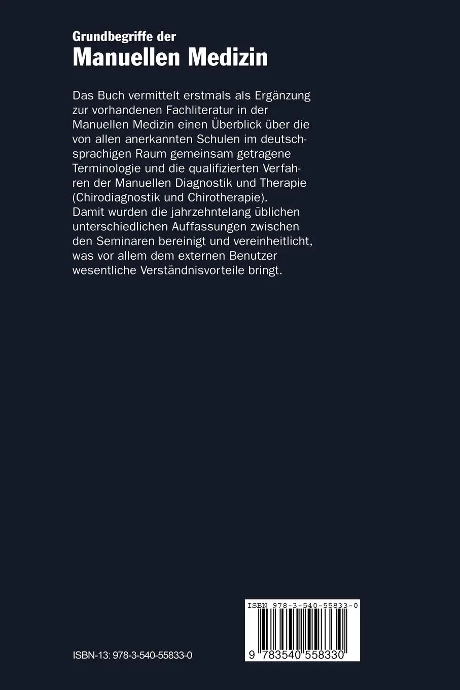 Rückseite: 9783540558330 | Grundbegriffe der Manuellen Medizin | B. Terrier (u. a.) | Taschenbuch