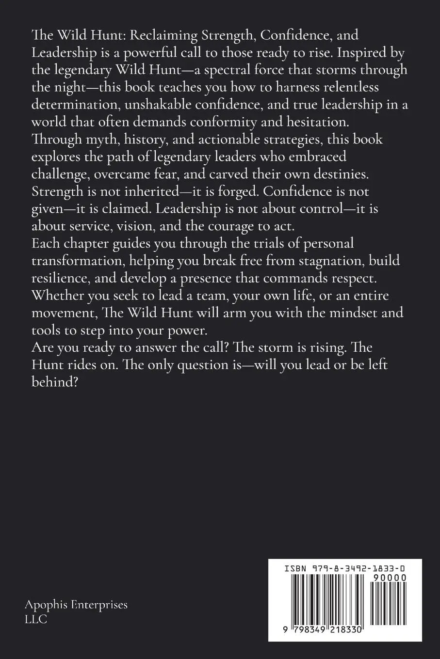 Rückseite: 9798349218330 | The Wild Hunt | Reclaiming Strength, Confidence, and Leadership | Buch