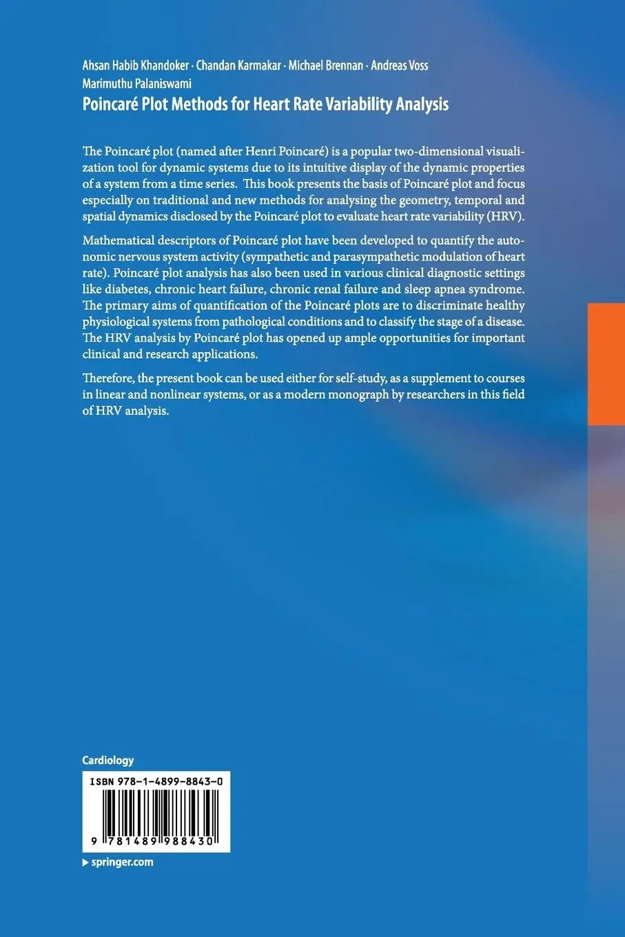 Rückseite: 9781489988430 | Poincaré Plot Methods for Heart Rate Variability Analysis | Buch | xv