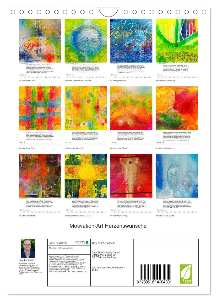 Bild: 9783516408430 | Motivation-Art Herzenswünsche (Wandkalender 2026 DIN A4 hoch),...