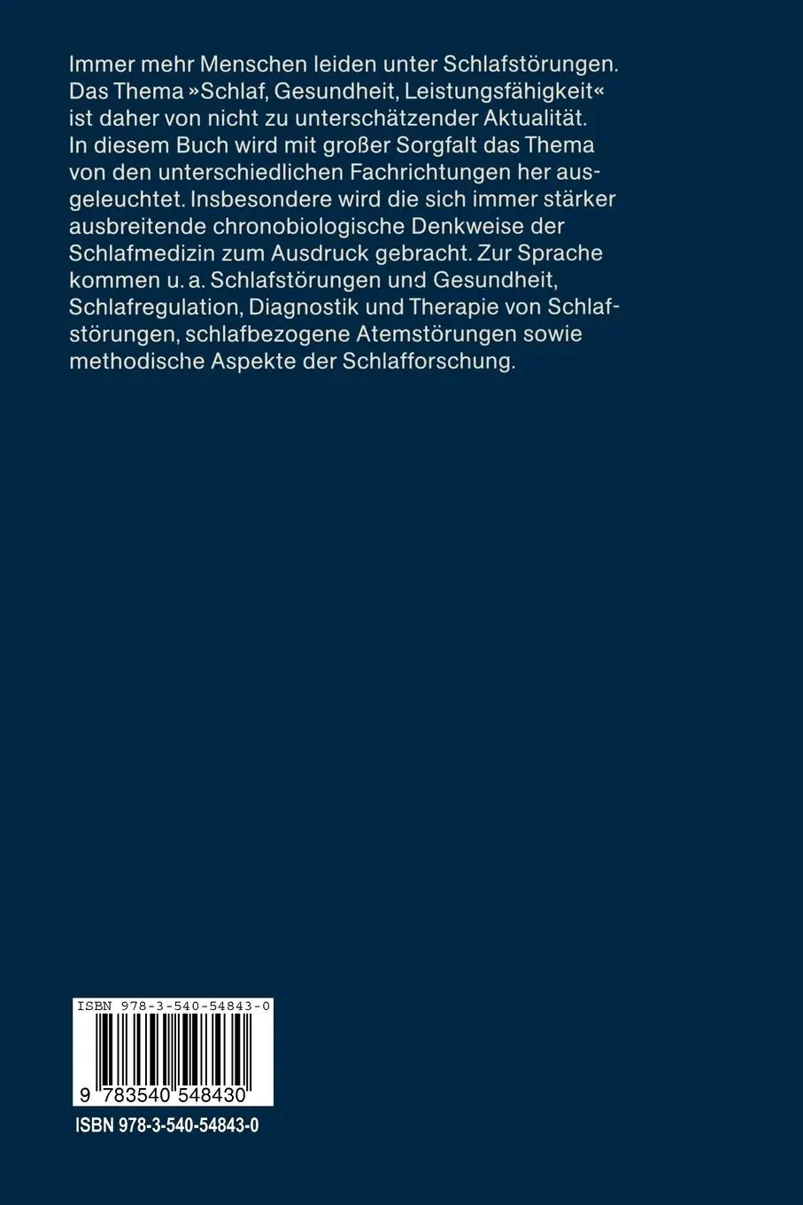 Rückseite: 9783540548430 | Schlaf, Gesundheit, Leistungsfähigkeit | Karl Hecht (u. a.) | Buch