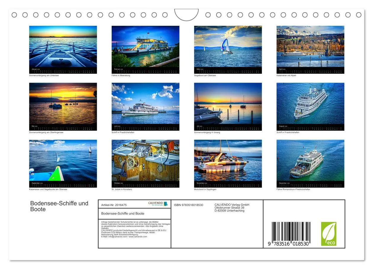 Bild: 9783516018530 | Bodensee-Schiffe und Boote (Wandkalender 2026 DIN A4 quer),...