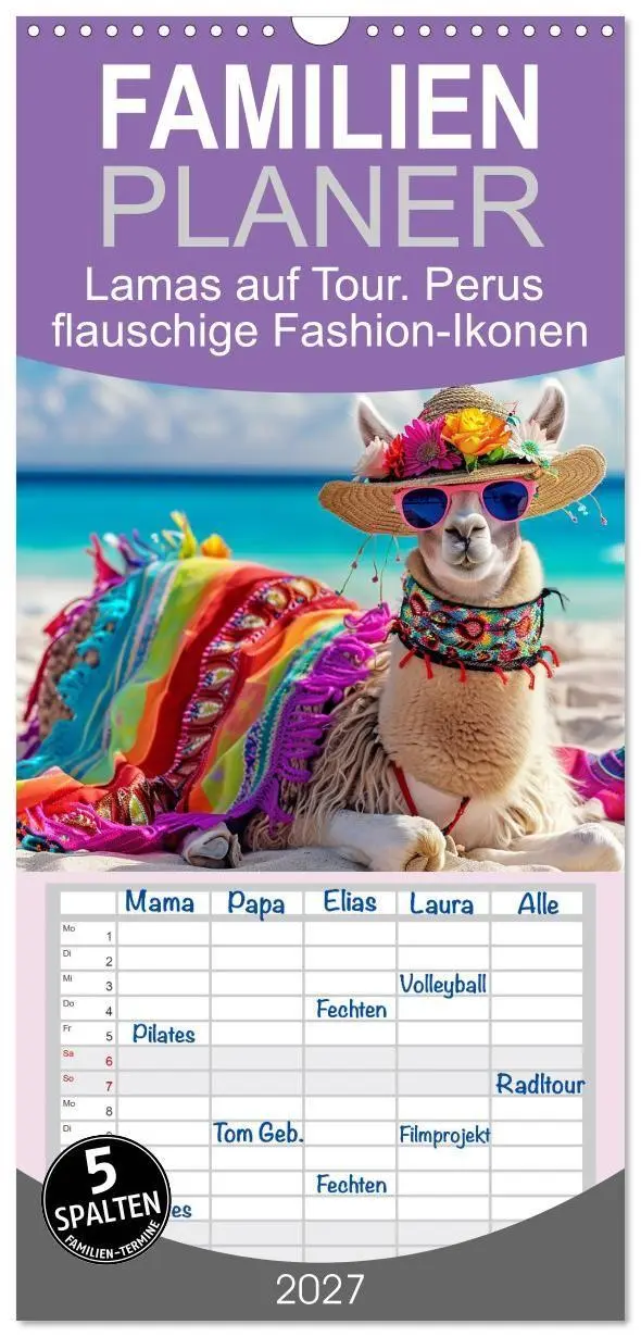 Cover: 9783594308530 | Familienplaner 2027 - Lamas auf Tour. Perus flauschige...