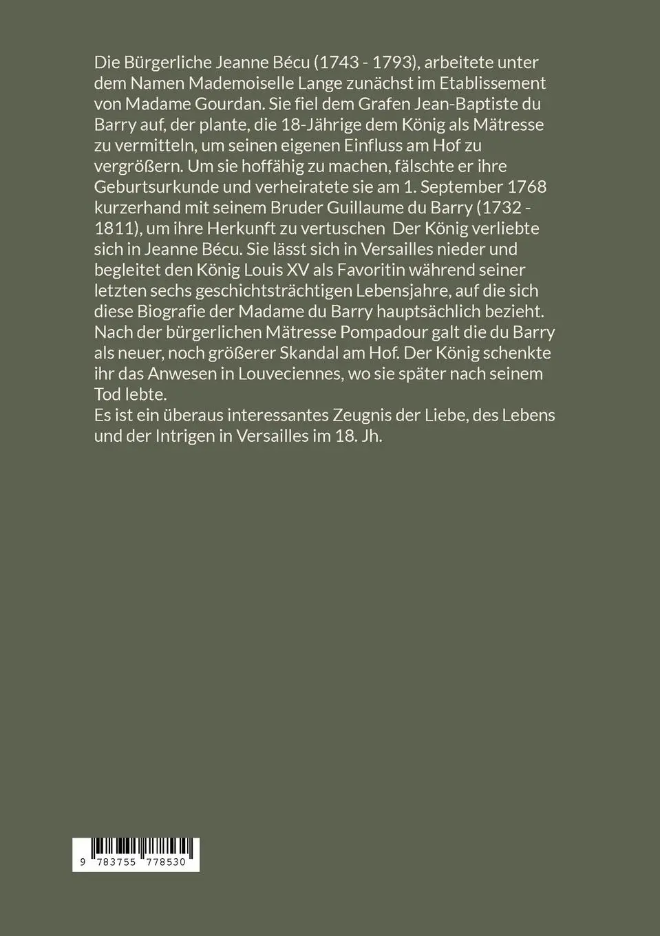 Rückseite: 9783755778530 | Memoiren der Comtesse Du Barry | Etienne Leon Lamothe-Langon | Buch