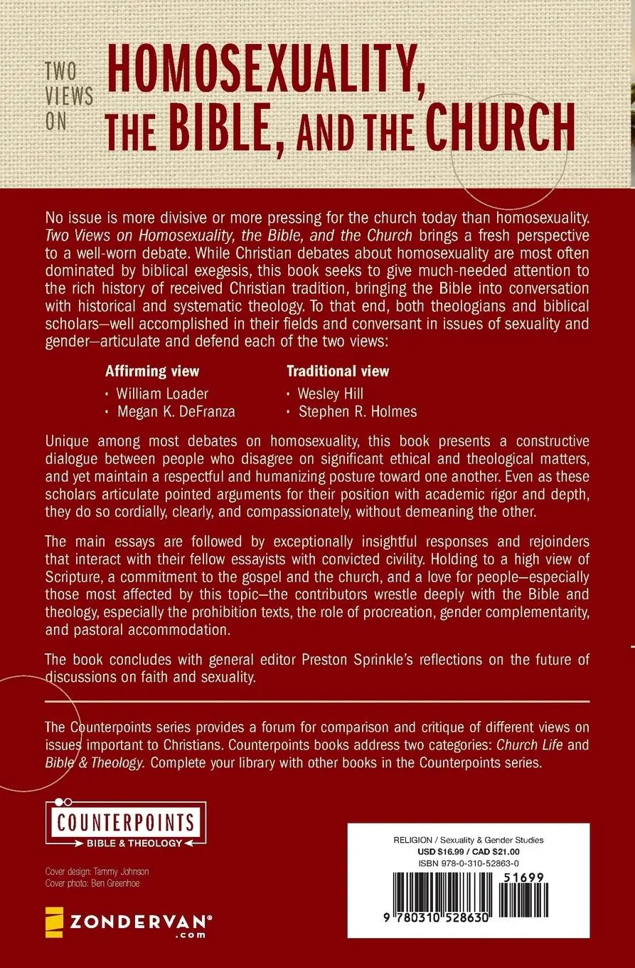 Rückseite: 9780310528630 | Two Views on Homosexuality, the Bible, and the Church | Sprinkle