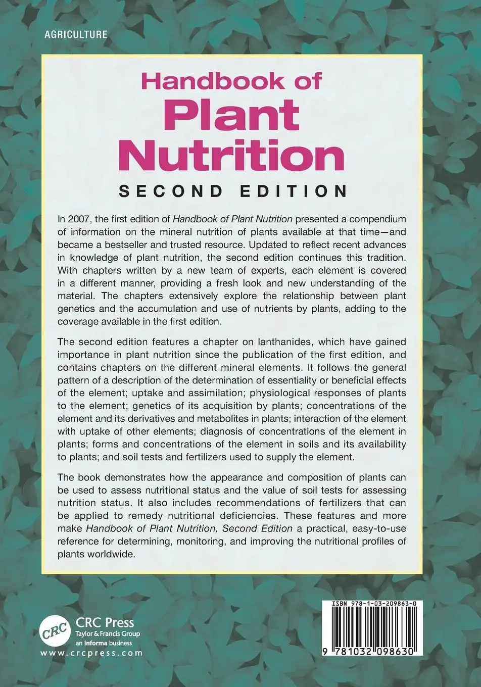 Rückseite: 9781032098630 | Handbook of Plant Nutrition | Allen V. Barker (u. a.) | Taschenbuch