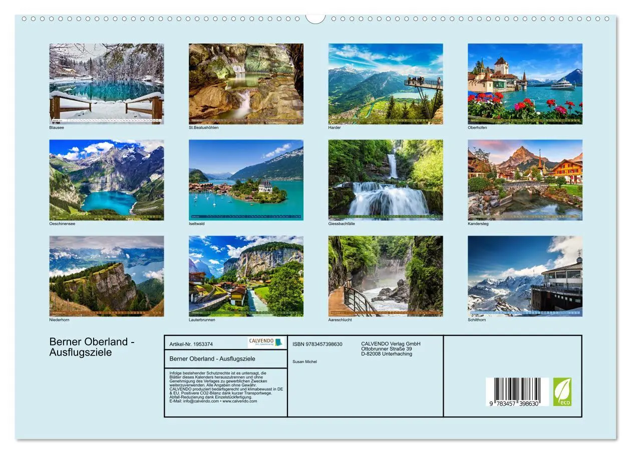 Bild: 9783457398630 | Berner Oberland - Ausflugsziele (hochwertiger Premium Wandkalender...