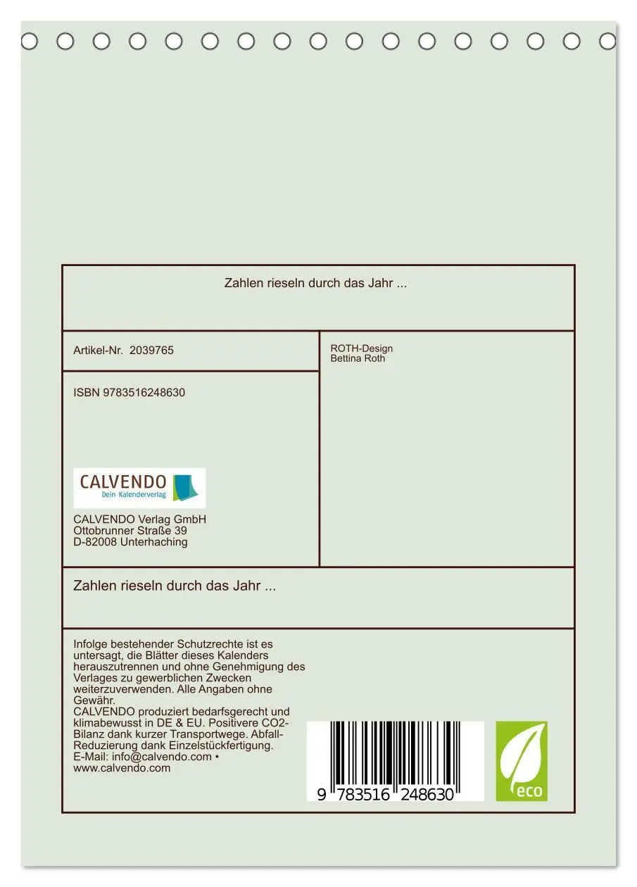 Bild: 9783516248630 | Zahlen rieseln durch das Jahr ... (Tischkalender 2026 DIN A5 hoch),...