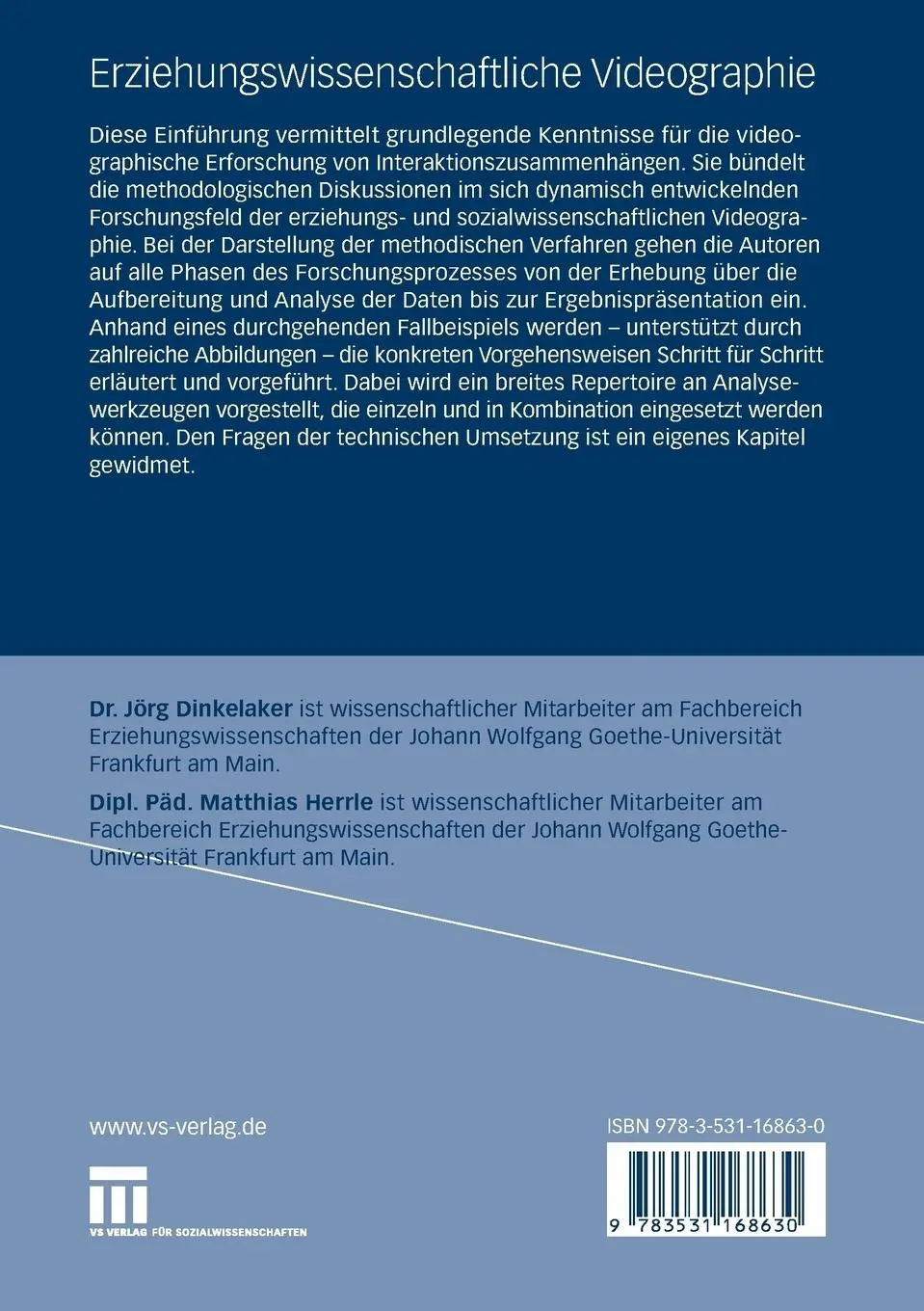 Rückseite: 9783531168630 | Erziehungswissenschaftliche Videographie | Eine Einführung | Buch
