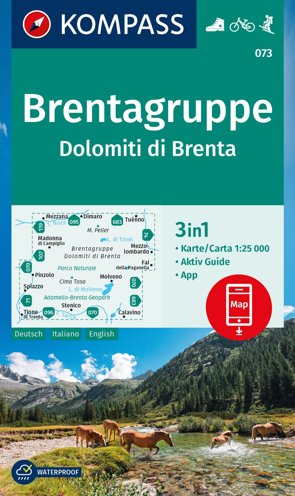 Cover: 9783991218630 | KOMPASS Wanderkarte 073 Brentagruppe / Dolomiti di Brenta 1:25.000