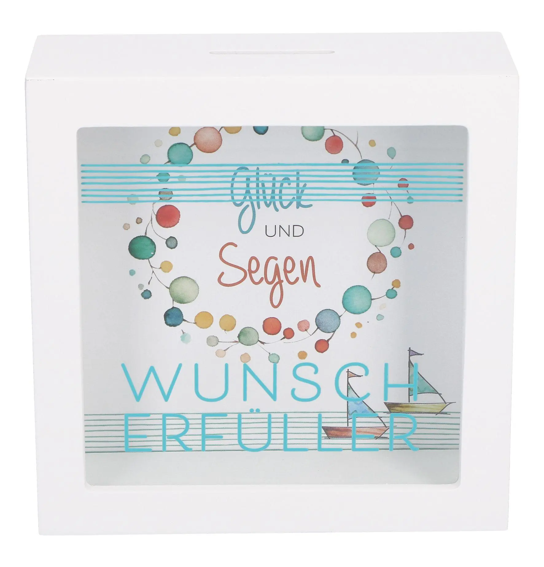 Wunscherfüller als Bilderrahmen-Spardose "Glück und Segen", 14×14×5,5 cm