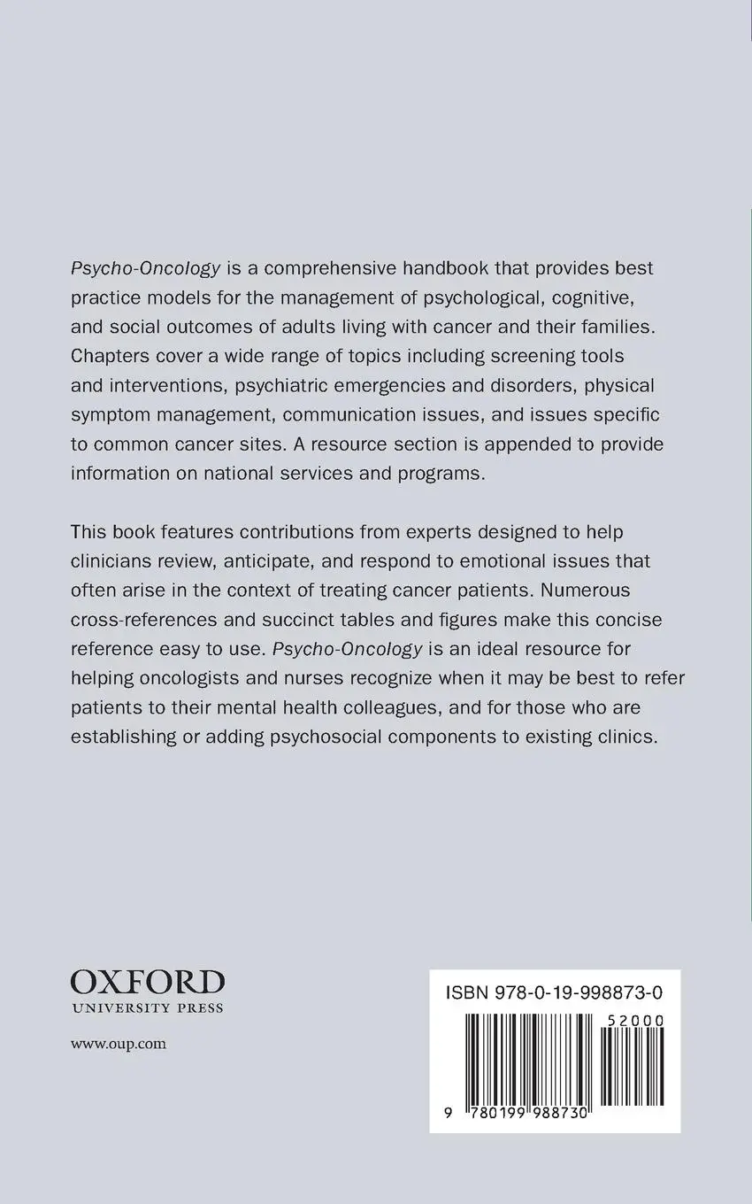 Rückseite: 9780199988730 | Psycho-Oncology | Jimmie C. Holland (u. a.) | Taschenbuch | Englisch
