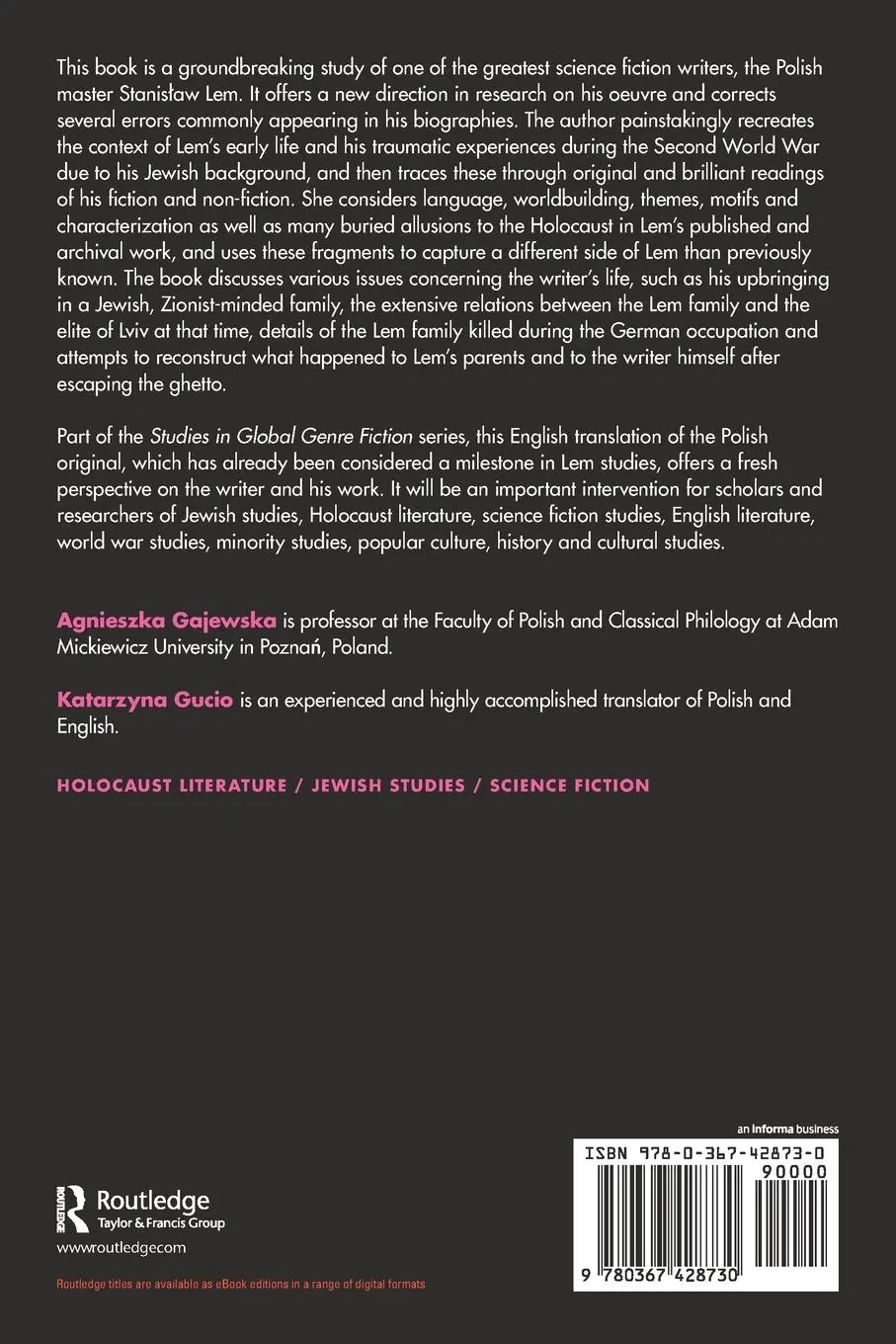 Rückseite: 9780367428730 | Holocaust and the Stars | The Past in the Prose of Stanislaw Lem