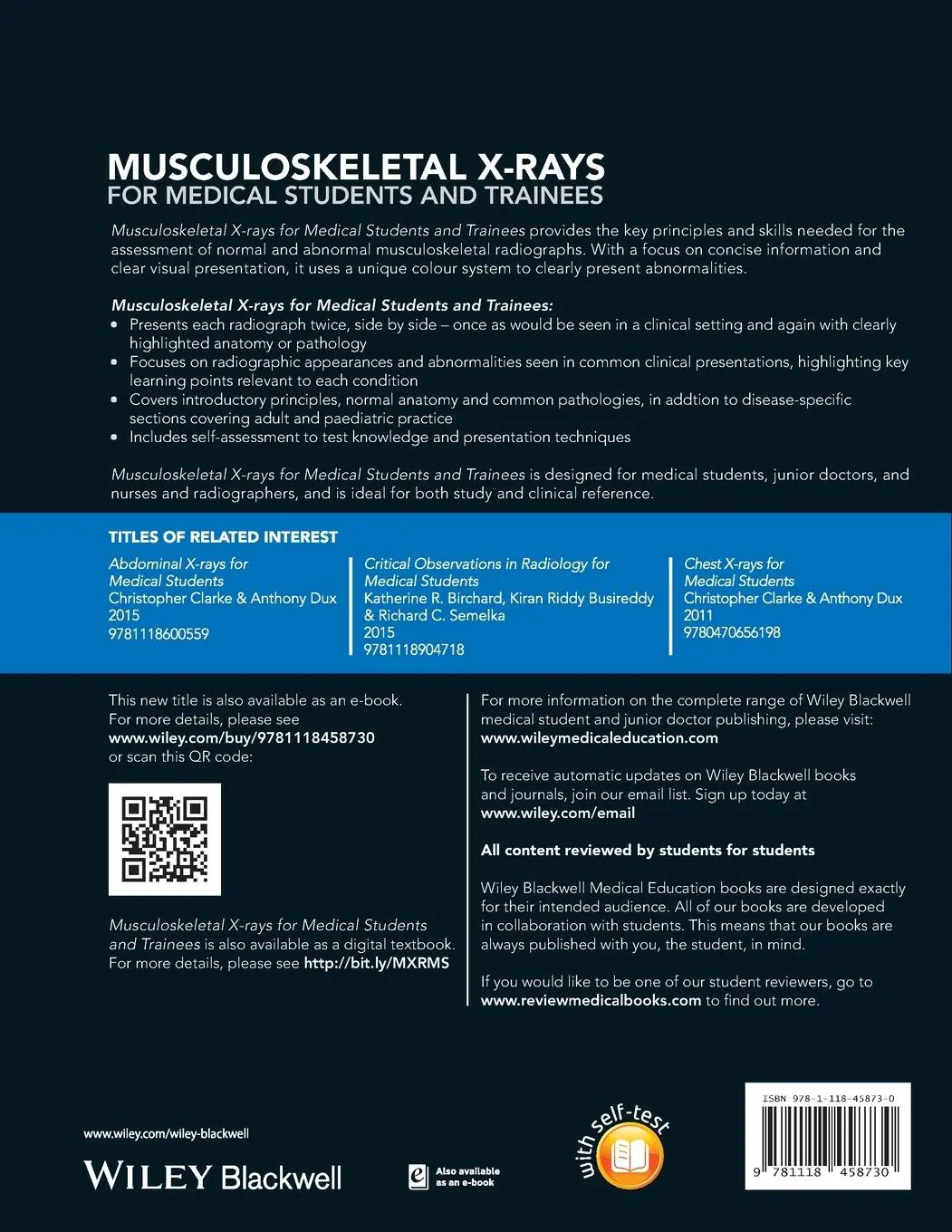 Rückseite: 9781118458730 | Musculoskeletal X-Rays for Medical Students and Trainees | Taschenbuch