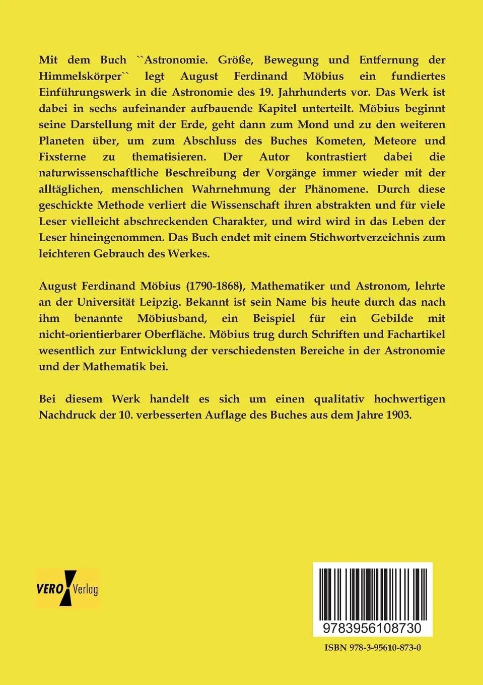 Rückseite: 9783956108730 | Astronomie | Größe, Bewegung und Entfernung der Himmelskörper | Möbius