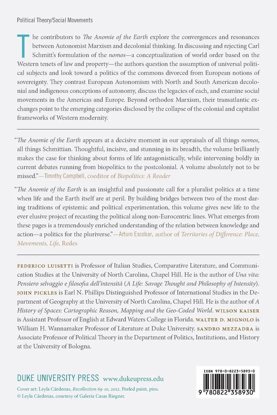 Rückseite: 9780822358930 | The Anomie of the Earth | Federico Luisetti | Taschenbuch | Englisch