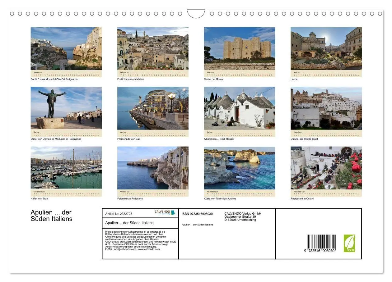 Bild: 9783516908930 | Apulien... der Süden Italiens (Wandkalender 2027 DIN A3 quer),...