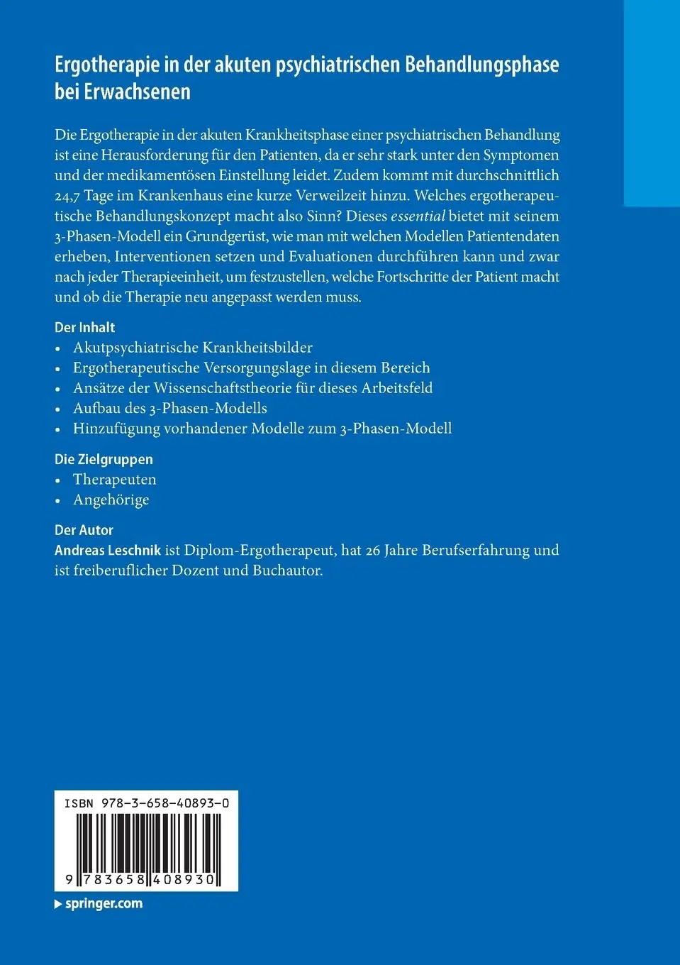 Rückseite: 9783658408930 | Ergotherapie in der akuten psychiatrischen Behandlungsphase bei...