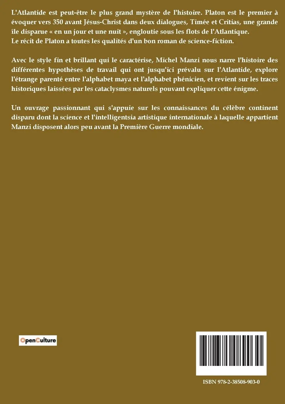 Rückseite: 9782385089030 | Le livre de l'Atlantide | Révélations sur le continent oublié | Manzi