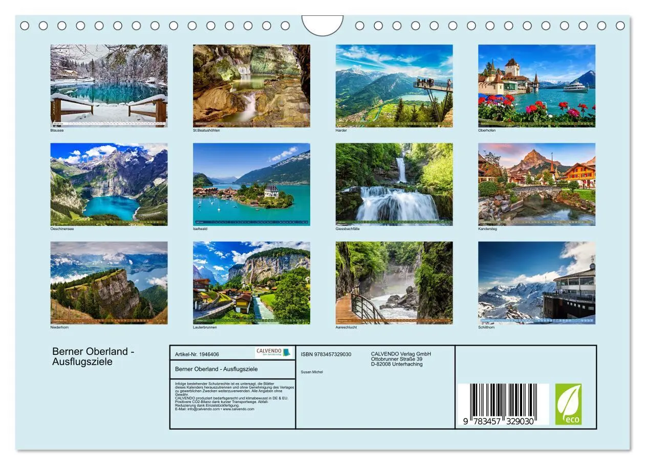 Bild: 9783457329030 | Berner Oberland - Ausflugsziele (Wandkalender 2026 DIN A4 quer),...