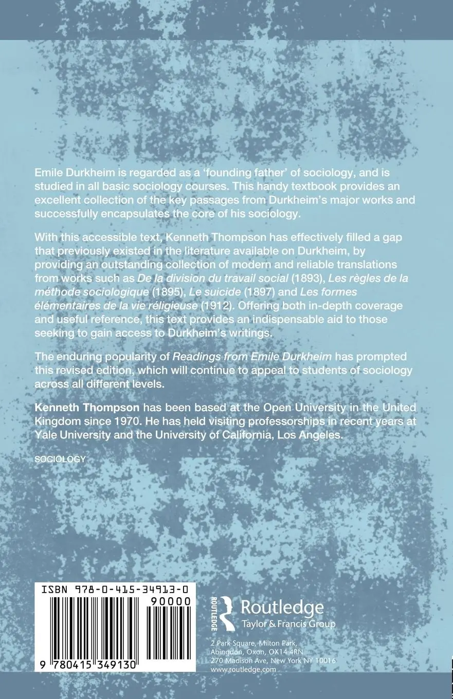 Rückseite: 9780415349130 | Readings from Emile Durkheim | Kenneth Thompson | Taschenbuch | 2004