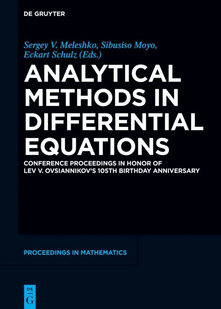 Cover: 9783111569130 | Analytical Methods in Differential Equations | Meleshko (u. a.) | Buch