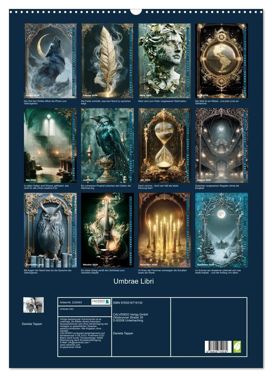 Bild: 9783516719130 | Umbrae Libri (Wandkalender 2026 DIN A2 hoch), CALVENDO Monatskalender