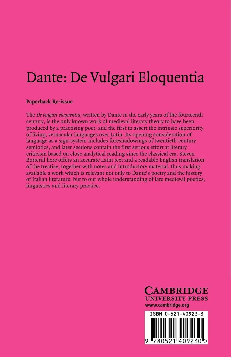Rückseite: 9780521409230 | Dante | de Vulgari Eloquentia | Dante Alighieri (u. a.) | Taschenbuch