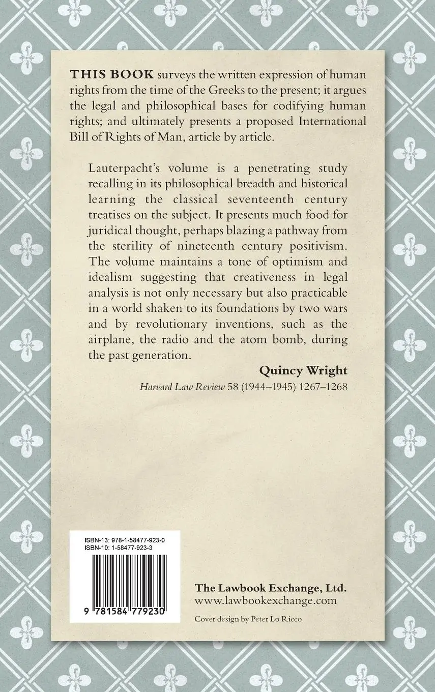 Rückseite: 9781584779230 | An International Bill of the Rights of Man (1945) | H. Lauterpacht