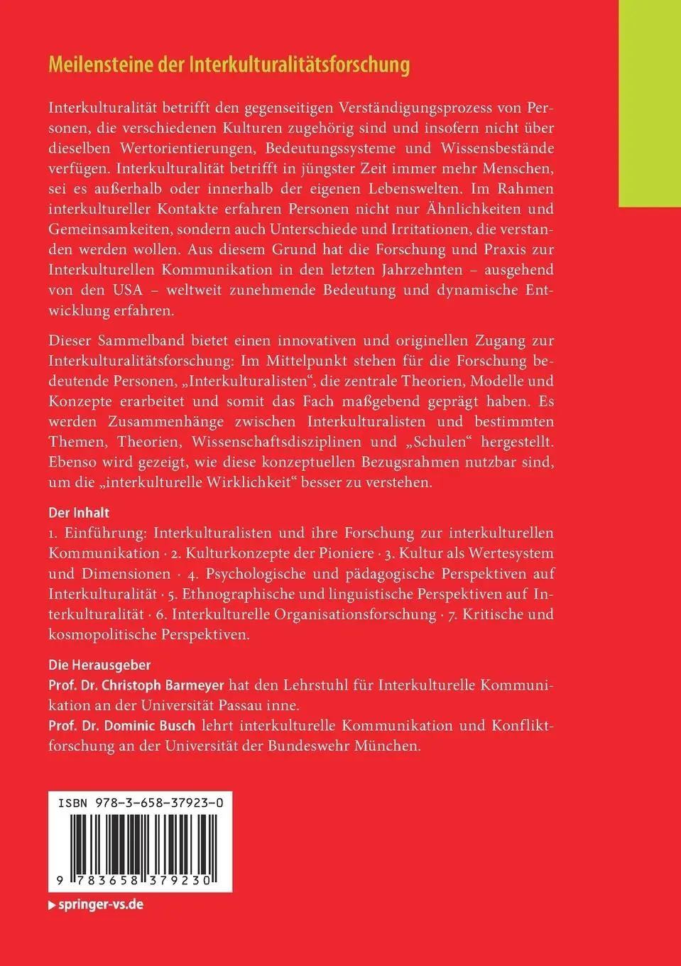 Rückseite: 9783658379230 | Meilensteine der Interkulturalitätsforschung | Dominic Busch (u. a.)