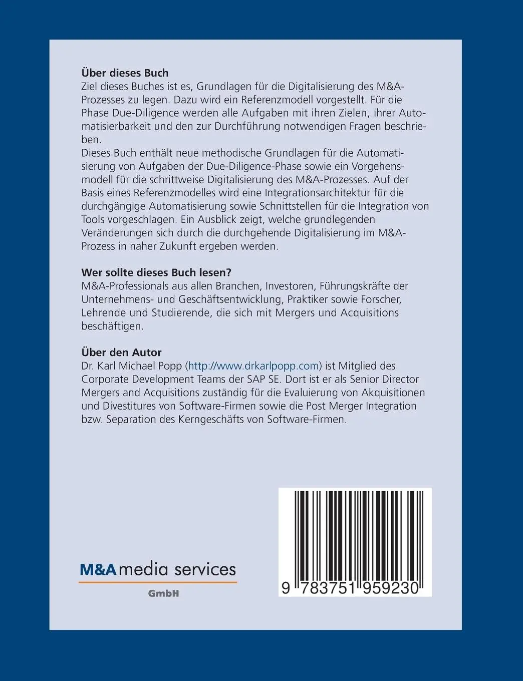 Rückseite: 9783751959230 | Grundlagen der Digitalisierung von Mergers und Acquisitions | Popp