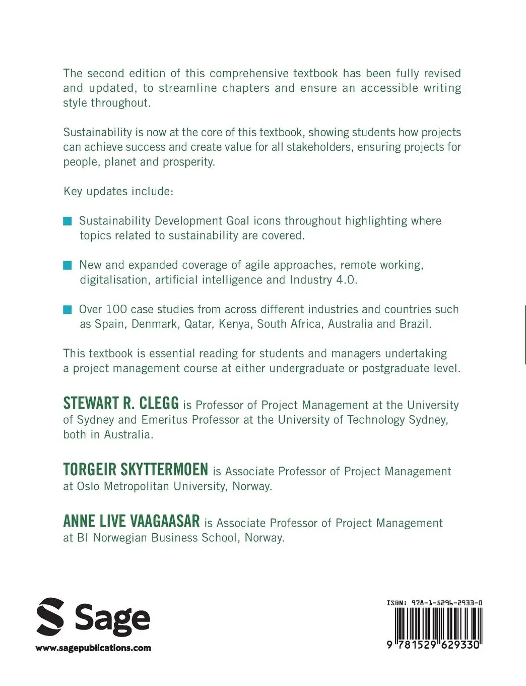 Rückseite: 9781529629330 | Project Management | Creating Sustainable Value | Clegg (u. a.) | Buch