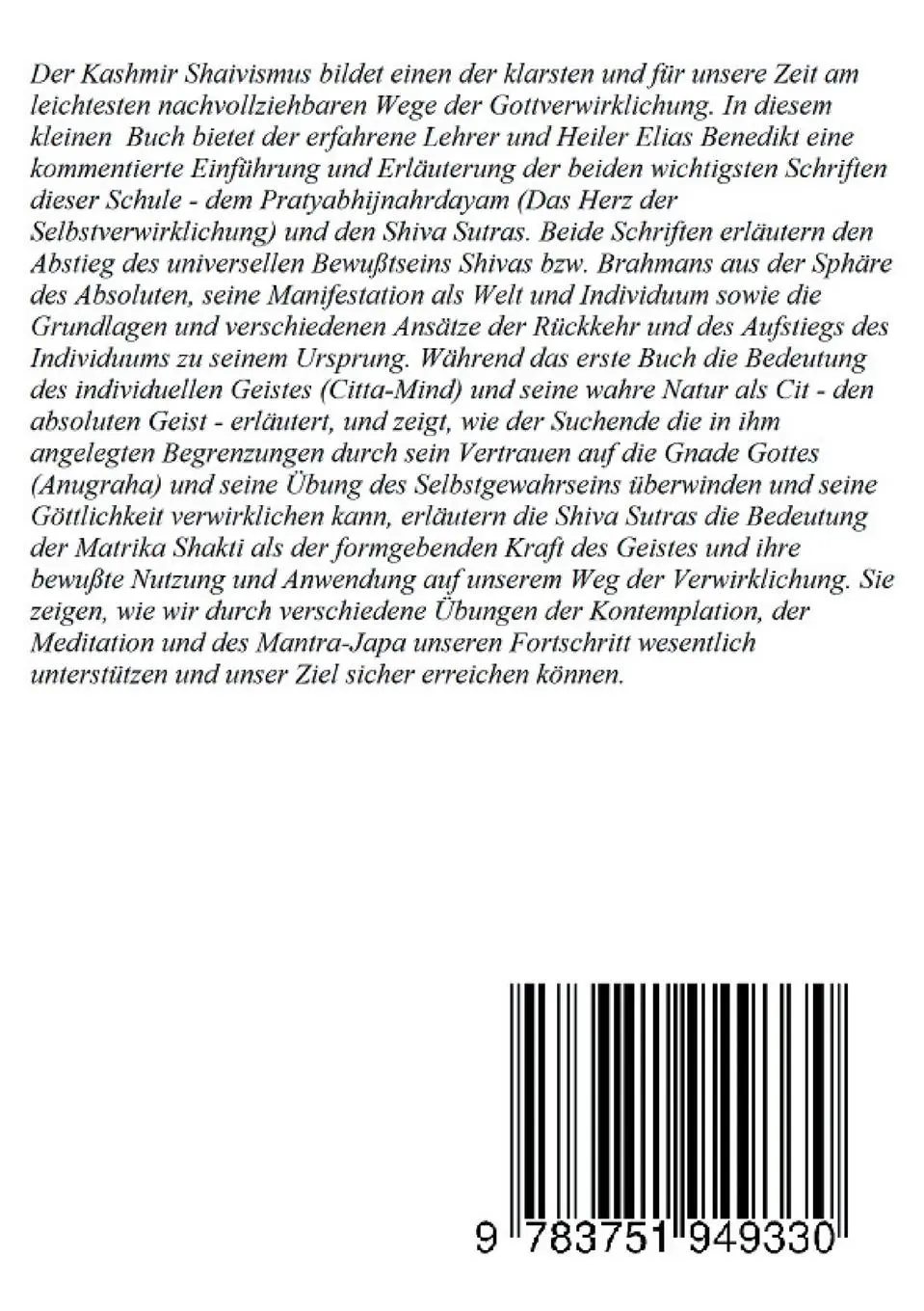 Rückseite: 9783751949330 | Spirituelle Verwirklichung nach der Philosophie des Kashmir Shaivismus