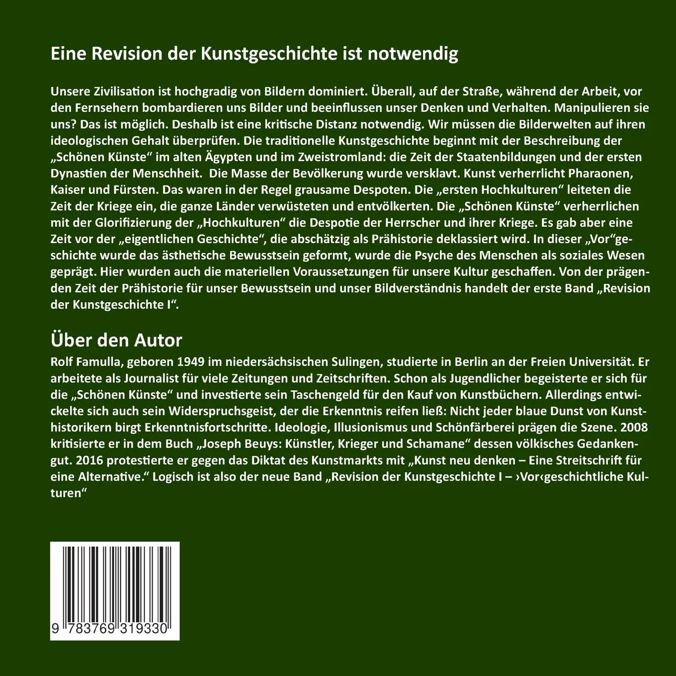 Rückseite: 9783769319330 | Revision der Kunstgeschichte I | "Vor"geschichtliche Kulturem | Buch