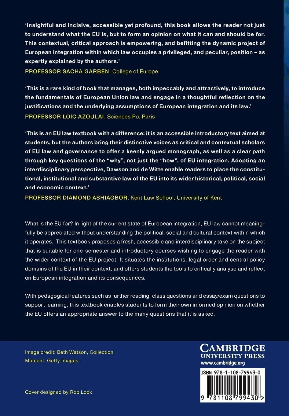 Rückseite: 9781108799430 | EU Law and Governance | Mark Dawson (u. a.) | Taschenbuch | Englisch