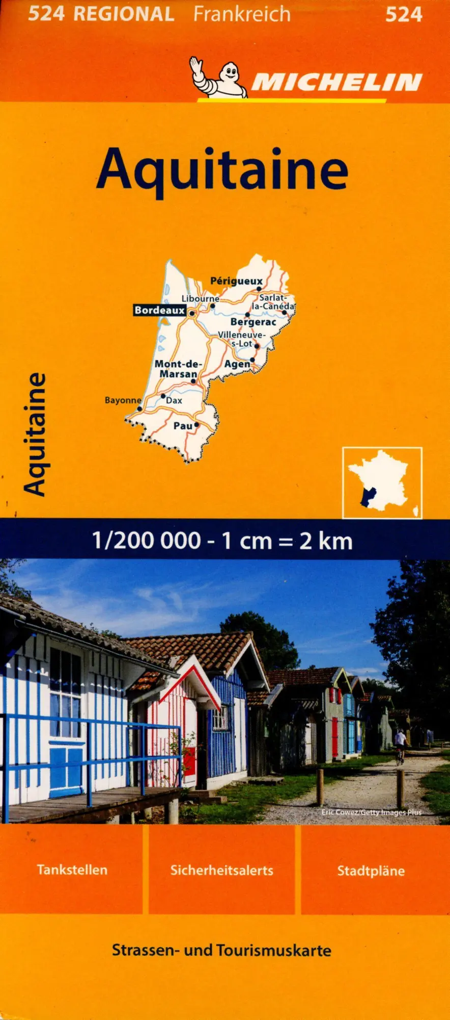 Cover: 9782067259430 | Michelin Aquitaine | Straßen- und Tourismuskarte 1:200.000 | Deutsch