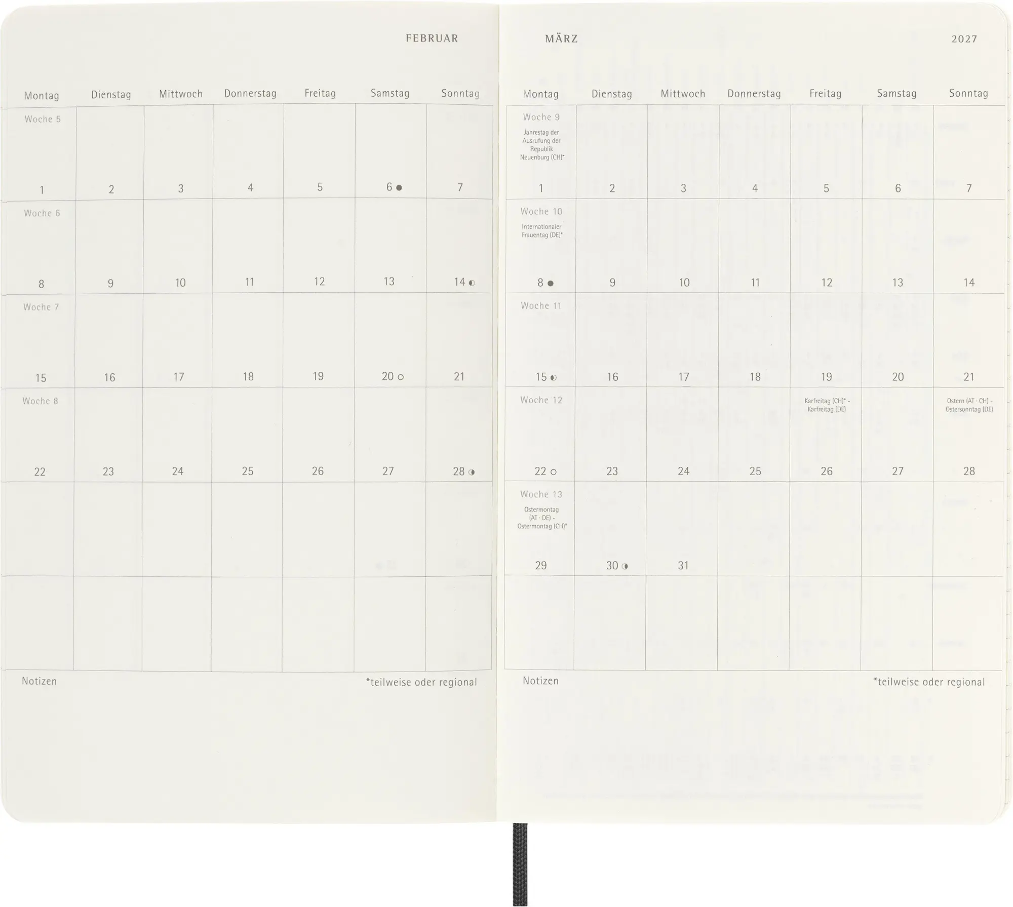 Bild: 8056999279530 | Moleskine 12 Monate Wochen Notizkalender Deutsch 2027, Large/A5, 1...