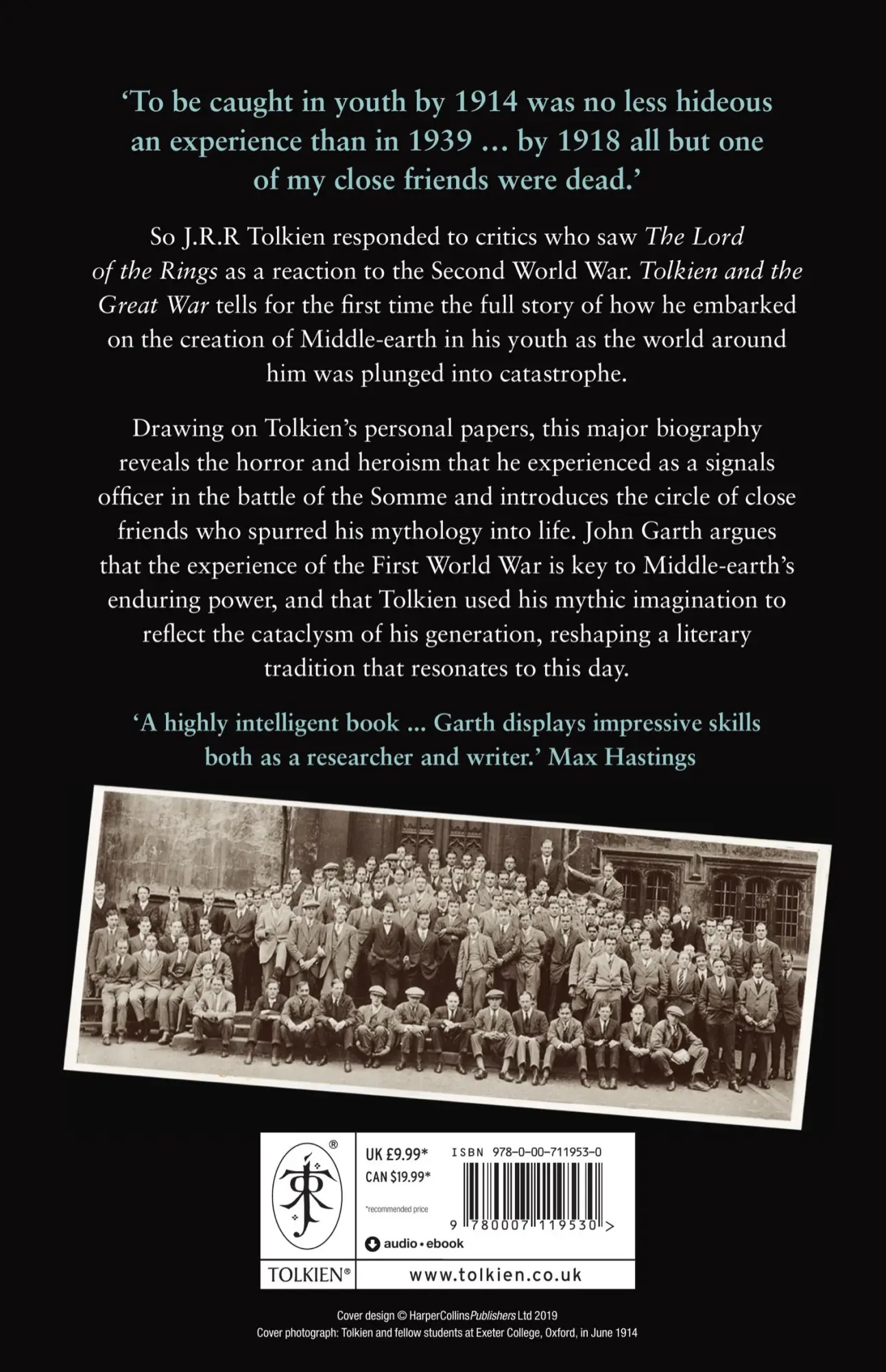 Rückseite: 9780007119530 | Tolkien and the Great War | The Threshold of Middle-Earth | John Garth