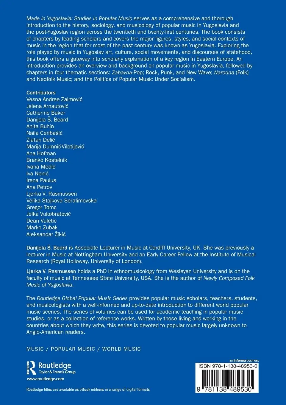 Rückseite: 9781138489530 | Made in Yugoslavia | Studies in Popular Music | Beard (u. a.) | Buch