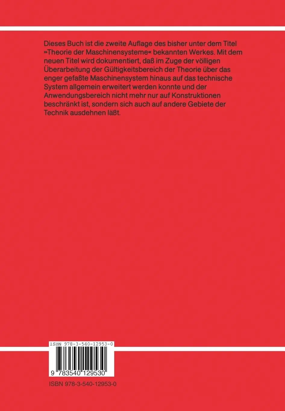 Rückseite: 9783540129530 | Theorie Technischer Systeme | Vladimir Hubka | Taschenbuch | xv | 1983