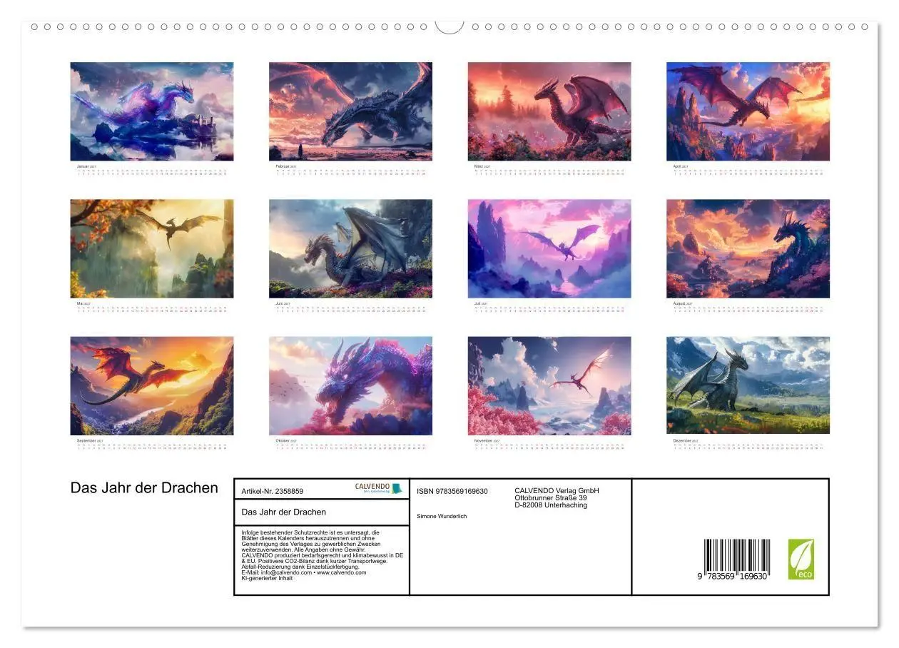 Bild: 9783569169630 | Das Jahr der Drachen (hochwertiger Premium Wandkalender 2027 DIN A2...