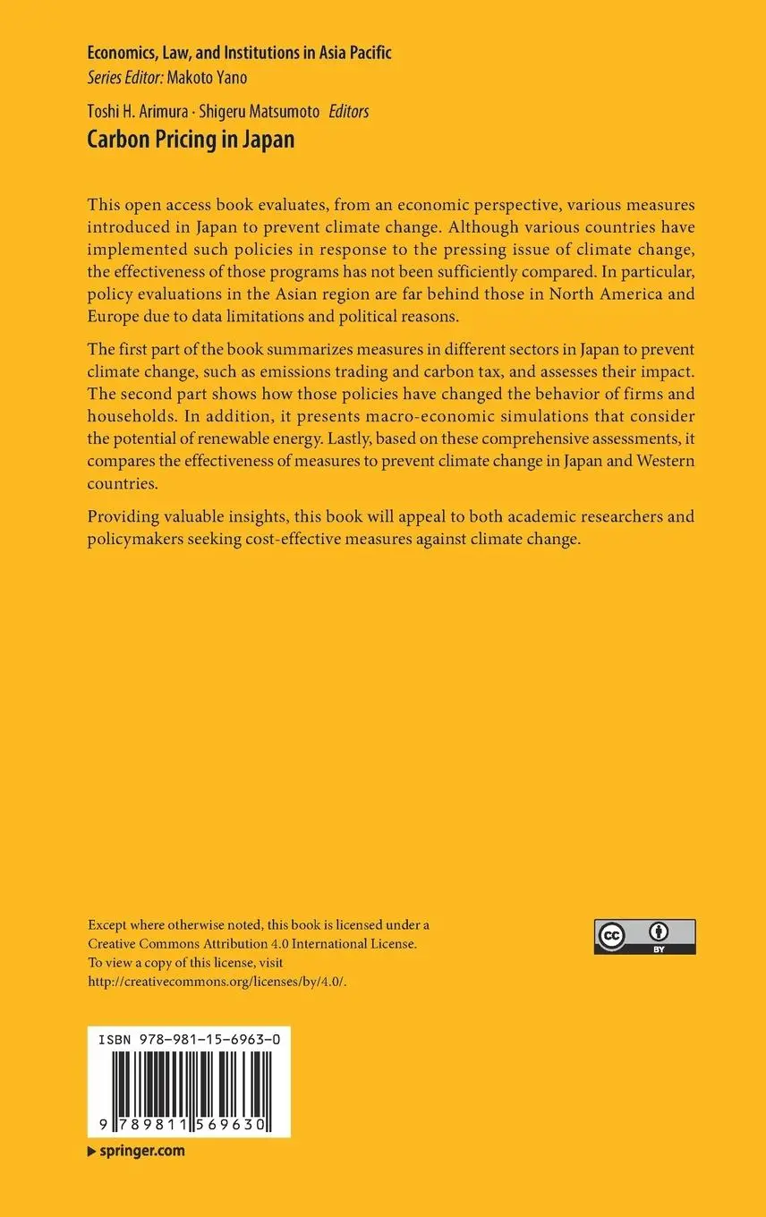 Rückseite: 9789811569630 | Carbon Pricing in Japan | Shigeru Matsumoto (u. a.) | Buch | xiv
