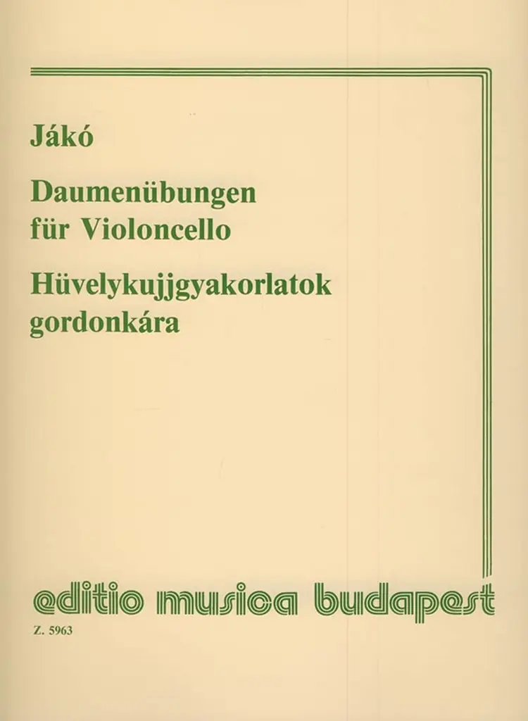 Cover: 9790080059630 | Daumenübungen für Violoncello | Jenö Jako | Buch | EAN 9790080059630